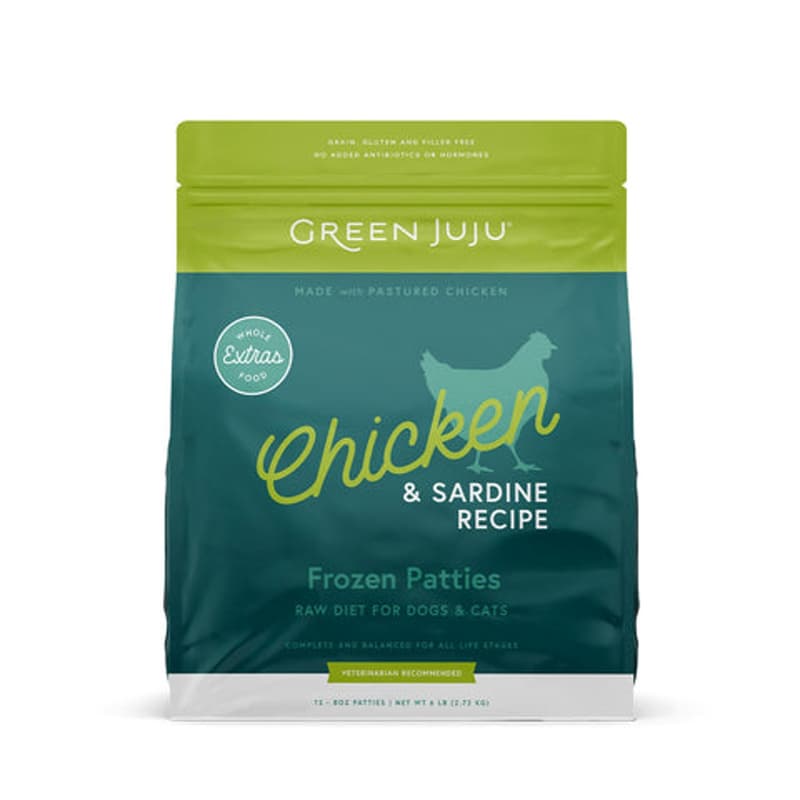 Green Juju Extras Chicken & Sardine Patties Frozen Dog Food, 6-lb
